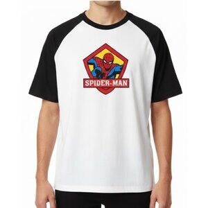 ZAFUL x Marvel Spider-Man Raglan Shirt Men’s XXL White Black Cotton Spandex Rare